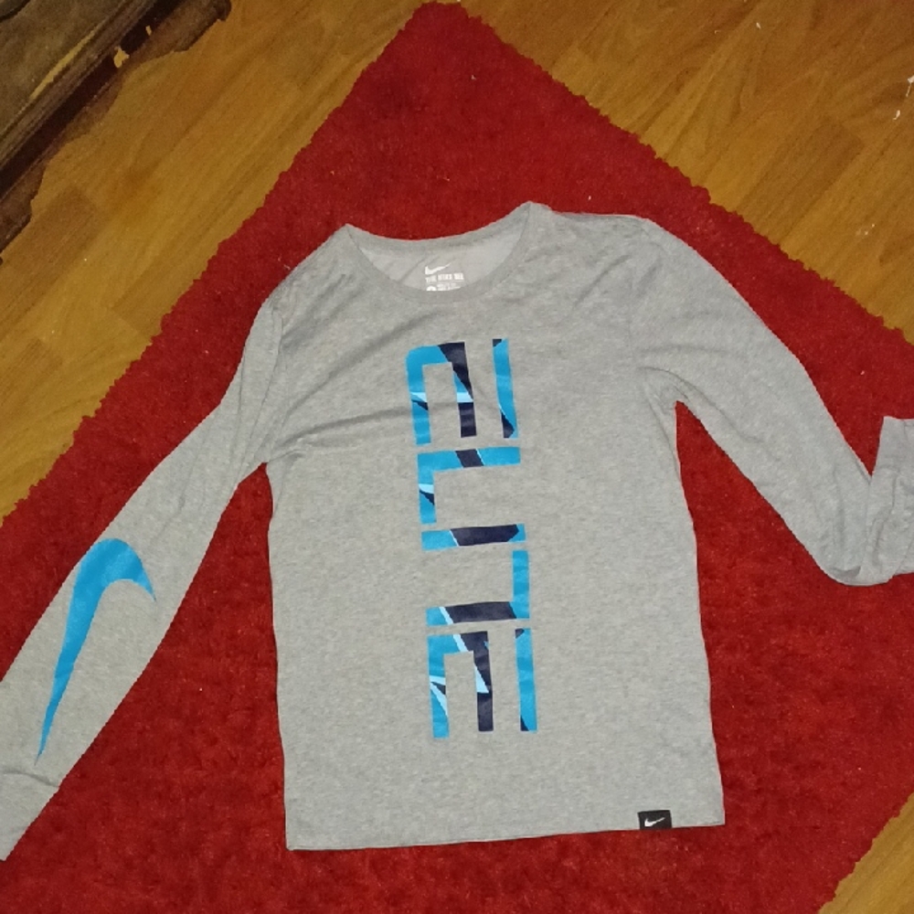 Nike Gray and Blue Long Sleeve Tee